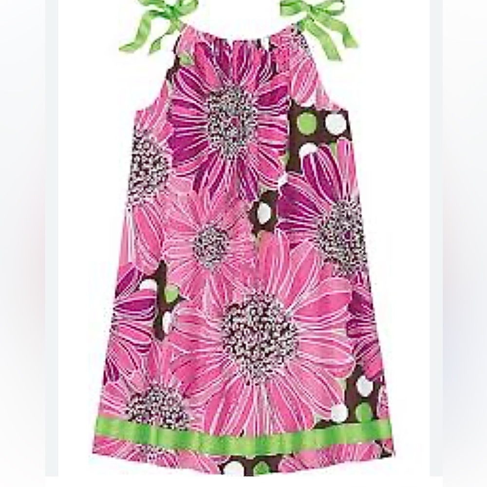 Hanna Andersson Cotton Pink Floral Dress Girls Size 100 Tie Straps Festive Comfy